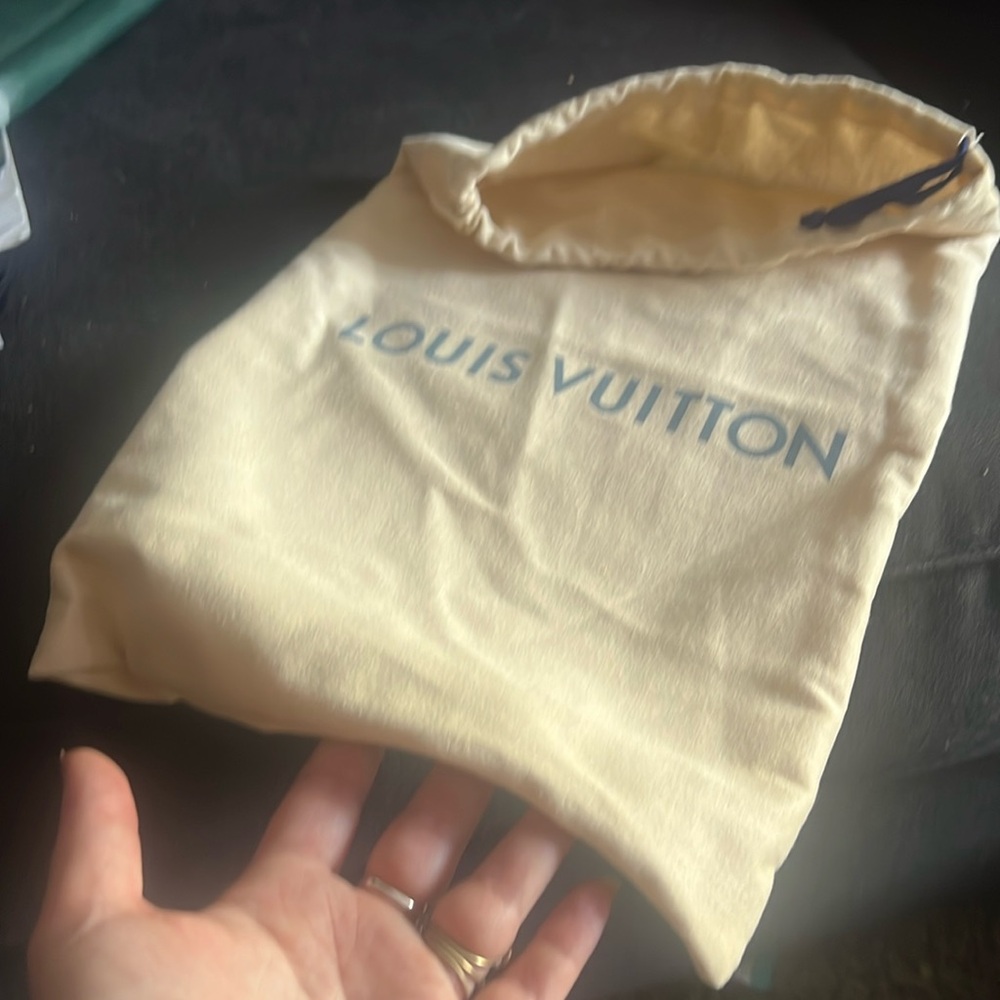 Louis Vuitton Beige Dust Bag with Blue Logo